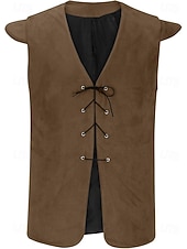 billige Topper-Kostymer i middelalderstil Renessanse سترة Pirat Knekt Viking Kostyme Herre Viking Pirat Halloween Karneval Ytelse LARP Ren Faire Voksne Vest