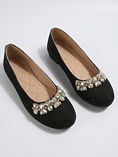 preiswerte Brautmutter/Bräutigammutter-Pinkfarbene Wildleder-Ballerinas für Damen mit Strassverzierungen – bequeme Slipper für Alltag, Arbeit und Shopping