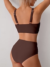 economico Bikini-Per donna Costumi da bagno Bikini Due pezzi Costume da bagno Arricciato Senza schiena Vacanza Abbigliamento da Spiaggia Semplice Scollo a V Senza Maniche Costumi da bagno