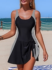 Χαμηλού Κόστους Κουνιέ-Γυναικεία Μαγιό Ενα κομμάτι Μαγιό-φόρεμα Μαγιό Έλεγχος κοιλιάς Ψηλή Μέση Λεπτό Εξώπλατο Διακοπές Ρούχα παραλίας Λεοπάρ Ταινία Λαιμός σέσουλα Αμάνικο Μαγιό