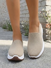 cheap Women's Sneakers-Women's Purple Breathable Knit Slip-On Sneakers - Lightweight Walking Shoes for Daily Walking, Travel, Work, Shopping, Fitness &amp; Everyday Wear