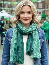 billige St. Patricks Day-Dameskjerf i bomull og lin med krøllete detaljer, bohemsk paisley-trykk med flerfarget lett sjal, mykt og avslappet moteskjerf til St. Patricks dag-festivalen, reiser, utendørs og hverdagsbruk