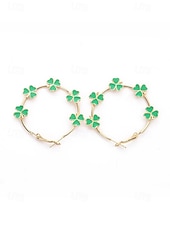  Pendientes de trébol de aleación para mujer, diseño de trébol verde, perfectos para el Día de San Patricio y uso diario informal.