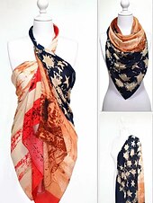 economico Accessori-Foulard in poliestere femminile dell'anniversario dei 250 anni degli Stati Uniti disponibili in più modelli leggero e traspirante per primavera e estate perfetto per USA Giorno dell'Indipendenza e