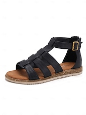 economico Sandali Piani-sandali casual bassi da donna con cinturino alla caviglia - morbidi sandali stile gladiatore in similpelle, suola ammortizzata leggera, comode scarpe estive da donna, da indossare tutti i giorni, per passeggiate, viaggi e feste in giardino
