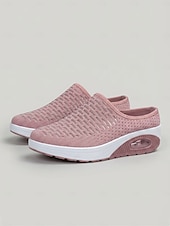Χαμηλού Κόστους Γυναικεία Sneakers-Γυναικεία κόκκινα casual αθλητικά mules με πλατφόρμα αέρα - αναπνεύσιμο πλέγμα στο πάνω μέρος, ελαφριά και άνετα παπούτσια για περπάτημα για γυναίκες, ιδανικά για καθημερινή χρήση, ταξίδια, ψώνια,
