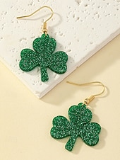  Женские серьги-подвески в виде блестящих клеверов, легкие акриловые серьги-подвески, праздничные украшения в стиле ирландского клевера для женщин, идеально подходящие для парада в День Святого Патрика, вечеринки и праздничного наряда.