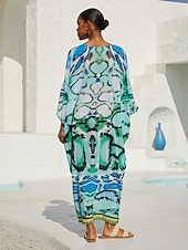 お買い得  プリントカジュアルドレス-ワンダーランドバケーションシフォンマキシドレス