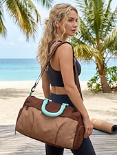 Χαμηλού Κόστους Ταξιδιωτικές Τσάντες-Γυναικεία πολύχρωμη αδιάβροχη τσάντα duffle από πολυεστέρα, μεγάλης χωρητικότητας, ρυθμιζόμενο λουράκι, ιδανική για διακοπές, καθημερινή χρήση και αθλητικές δραστηριότητες