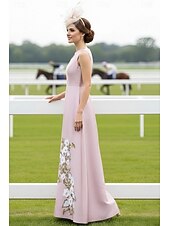 cheap Floor Length-A-Line Floor Length Wedding Guest Dress Formal Dresses Derby Dress Mother of the Bride Dress Sleeveless V Neck Elegant Formal Holiday Kentucky Derby Satin with Print