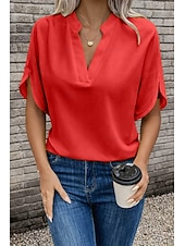 economico T-shirt semplice-Blusa Top eleganti Per donna Nero Bianco Giallo Tinta unita / tinta unita Sexy Giornaliero Elegante A V Standard S
