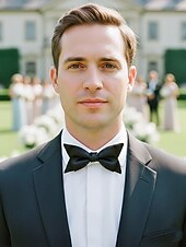 tanie Wesele ACC-regulowana muszka męska, wiele kolorów, klasyczny formalny styl na wesela, imprezy, dla drużbów i na specjalne okazje