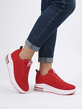 Недорогие Женские кроссовки-Белые женские дышащие кроссовки на платформе Flyknit — легкие, амортизирующие кроссовки для ходьбы, современная повседневная мода для бега, путешествий, работы, спортзала, шопинга. &amp;повседневная