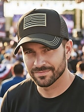 preiswerte Zubehör-Vereinigte Staaten 250. Jubiläum Herren American Flag Trucker Cap - Bestickte USA Mesh Kappe für den Unabhängigkeitstag - Atmungsaktive Polyester patriotische Baseballmütze in mehreren Farben