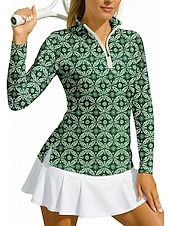 economico Camicia Donna-Per donna Geometrico Cerchio Maglietta sportiva Polo da golf Maglia da tennis Maglietta da tennis Manica Lunga Cerniera Floreale UPF50+ Resistente ai Raggi UV Alta elasticità Traspirante Tennis Golf
