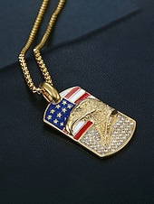  Vereinigte Staaten 250. Jubiläum Herren Legierung USA Flagge und Adler Anhänger Halskette erhältlich in Gold und Silber perfekt für USA Unabhängigkeitstag  Freizeitkleidung