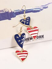 economico Accessori-Orecchini pendenti patriottici in lega per donne per il 250° anniversario degli Stati Uniti stili multipli della bandiera USA e cuori gioielli dichiarativi rossi bianchi e blu per feste e festival