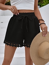 abordables Bermuda-Femmes Chinos Shorts Shorts d'été Vacances Mode Streetwear Court Taille haute Uni Cordon de serrage Dentelle Taille Élastique Confort Respirabilité Confortable Non Elastique Micro-Élastique Quotidien