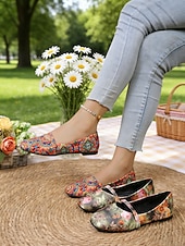 voordelige Platte damesschoenen-Dames Mary Jane ballerina's met bloemenprint - casual stijl met bandje, comfortabele alledaagse schoenen voor dames, ideaal voor reizen, theekransjes en informele uitjes. &amp;dagelijkse kleding