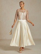 お買い得  レーストップ-女性用 ジャケット パーティー レース フラワー カジュアル／普段着 エレガント レギュラー アウターウェア 七分袖 夏 シャンパン S