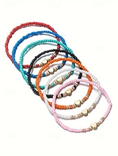 preiswerte Damenarmband-Boho-Armbandset für Damen, farbenfrohe Stretcharmbänder aus Kunstharz mit Herzanhänger, mehrfarbiger, stapelbarer Schmuck für Damen, perfekt für Alltag, Urlaub, Strand und Partys