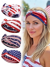 economico Accessori-Stati Uniti 250° Anniversario Fascia per Capelli in Poliestere Patriottica da Donna Wrap per Capelli in Elastico Estensibile con Molti Stili di Bandiera USA Leggera e Confortevole Festiva per il