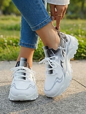 Χαμηλού Κόστους Γυναικεία Sneakers-Γυναικεία ελαφριά casual αθλητικά παπούτσια για περπάτημα με αναπνεύσιμο πλεκτό άνω μέρος - μοντέρνα αθλητικά άνετα παπούτσια με κορδόνια για καθημερινή χρήση, περπάτημα, ταξίδια, μετακινήσεις, βόλτες σε εξωτερικούς χώρους και casual fitness