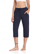 economico Pantaloni a gamba dritta-Per donna Chinos Dritto Vacanza Essenziale Casual Lunghezza al polpaccio Vita Alta Semplice Tasca Fascia Elastica Comodo Morbido Confortevole Elasticizzato All'aperto Streetwear blu navy Nero Grigio