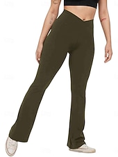 baratos Leggings lisas-Mulheres Calças leggings flare Moda Roupa de rua Básico Comprimento total Cintura Alta Tecido Cintura elástica Confortável Com Stretch Diário Ginásio Ioga Preto Azul Marinha Azul Verde Primavera