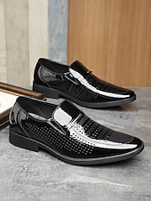 Χαμηλού Κόστους Μπαλαρίνες-Ανδρικά μοκασίνια από συνθετικό δέρμα σε μαύρο χρώμα, κομψά γαμήλια παπούτσια με slip-on για γαμπρούς και επίσημες εκδηλώσεις