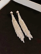 preiswerte Hochzeit ACC-Elegante, lange Quastenohrringe aus einer Legierung für Damen, funkelnder Statement-Ohrring für Hochzeiten, Abendveranstaltungen und festliche Anlässe.