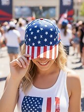 abordables Sombreros de mujer-Gorra de Béisbol de Poliéster para Mujeres del 250 Aniversario de los Estados Unidos con Impresión de Bandera de EE.UU. Múltiples Patrones Disponibles Ideal para EE.UU. Día de la Independencia y Uso