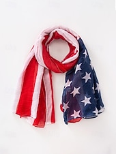 economico Accessori-Foulard in poliestere femminile dell'anniversario dei 250 anni degli Stati Uniti disponibili in più modelli leggero e traspirante per primavera e estate perfetto per USA Giorno dell'Indipendenza e