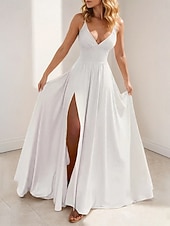 economico Vestito Semplice-Per donna Abito maxi Abito da Ballo Vestito da Festa Abito da Cocktail Abito Sottoveste Moda Caldo Moderno All'aperto Vacanza Feste Vestibilità regolare Semplice Senza Maniche Scollo a V Nero Bianco