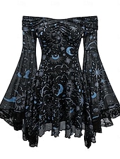 economico Vestito-Medievale Steampunk Vestito Costume di fantasia Lunghe Strega Vampiro Costume Per donna Fantasia Halloween Carnevale Performance LARP Fiera Rinascimentale Adulti Vestito