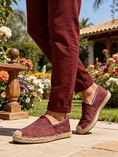 Χαμηλού Κόστους Ανδρες-Ανδρικά παπούτσια εσπαντρίγια σε μπορντό χρώμα, slip-on σχέδιο με σόλα εσπαντρίγια από γιούτα, casual &amp; άνετα, ιδανικά για υπαίθρια θέρετρα και χαλαρές αποδράσεις.