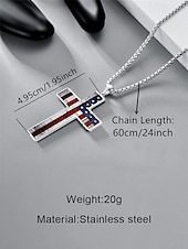 זול אביזרים-שרשרת תליון צלב דגל אמריקאי לגברים מפלדת אל-חלד, עמידה ומסוגננת, מושלמת ליום העצמאות, יום השנה ה-250 לארה"ב וללבוש יומיומי קז'ואל