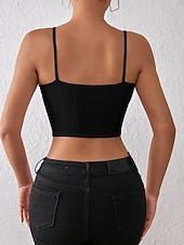 voordelige Gewone Tank-Dames Blouse Hemdje Tanktop Blote rug Effen Sexy Casual Mouwloos Bandje Croptops Dagelijks Feestdagen Uitgaan Zwart Wit Rood Oranje Bruin Zomer Lente