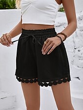 abordables Bermuda-Femmes Chinos Shorts Shorts d'été Vacances Mode Streetwear Court Taille haute Uni Cordon de serrage Dentelle Taille Élastique Confort Respirabilité Confortable Non Elastique Micro-Élastique Quotidien