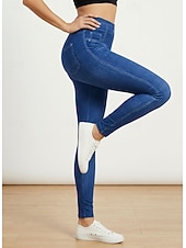 preiswerte Leggings-damen mode strumpfhose leggings knöchellang hose lässig wochenende dehnbar einfarbig bauchkontrolle po-lift hohe taille skinny blau 2xl