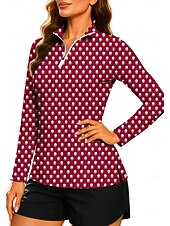 economico Camicia Donna-Per donna Geometrico A Pois A righe Top Maglietta Maglietta sportiva Polo da golf Manica Lunga Pois Righe Stampato UPF50+ Resistente ai Raggi UV Protezione UV Elastico Traspirante Pilates Pallavolo