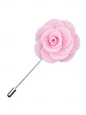 tanie Wesele ACC-Ręcznie wykonana męska broszka z motywem róży - elegancka butonierka z tkaniny poliestrowej na śluby, dodatki do garniturów pana młodego i drużbów, bale maturalne i imprezy - stylowa broszka z motywem kwiatowym w wielu kolorach