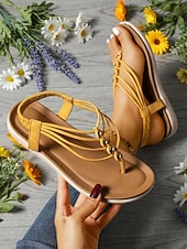 baratos Sandálias Confortáveis-Sandálias femininas de dedo com tiras e palmilha acolchoada, sandálias rasteiras com tira elástica no calcanhar, estilo casual e confortável para o verão, ideais para caminhadas, férias, praia e