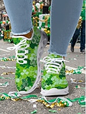 Damskor med shamrockmönster och St. Patrick's Day-motiv - Lätta, andningsbara snörskor för parader, festivaler, resor och promenader &aktiv fritidskläder