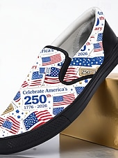  Herrsneakers för patriotiska 250-årsjubileum – röd, vit och blå amerikansk flaggdesign, bekväma slip-on-skor för att fira självständighetsdagen och nationella evenemang