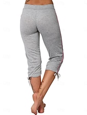 cheap Athletic Shorts-Women's Capri shorts Capri Pants Summer Shorts Fashion Streetwear Basic Calf-Length High Waist Plain Drawstring Pocket Elastic Waist Breathability Comfortable Micro-elastic Daily Vacation Street