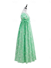 preiswerte Kleid-Retro Vintage Mittelalterlich Renaissance Bodenlang Kleid Ballkleid Kleid im Regency-Stil Puffärmel / Ballon Jacquard Blumen Kostüm Damen Halloween Karneval Abschlussball Hochzeit Maskerade Erwachsene