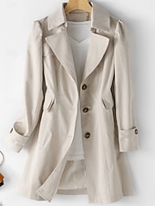 economico Cappotti Trench-Per donna Giacca Casual Trench Confortevole Traspirante Tasca Bottoni Elegante Moda Casual Semplice Casuale Vacanza Streetwear Abbigliamento quotidiano Monopetto Regolare Collo ripiegato Vestibilit