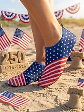  Wasserschuhe zum 250-jährigen Jubiläum der USA für Damen – bequeme Slipper mit Flaggenmuster für patriotische Veranstaltungen, Strandpartys und Sommerfeste
