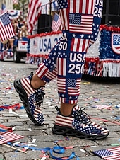 billiga Skor för män-USA:s 250-årsjubileum Herr America atletiska sneakers - USA-flagga tryck lätta löparskor Dämpad sula patriotiska träningsskor för 4 juli firande parader
